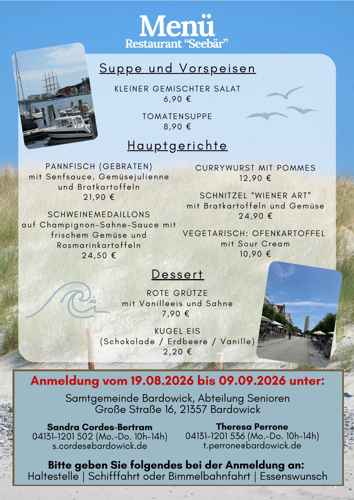 Tag am Meer in Travemünde - Menü
