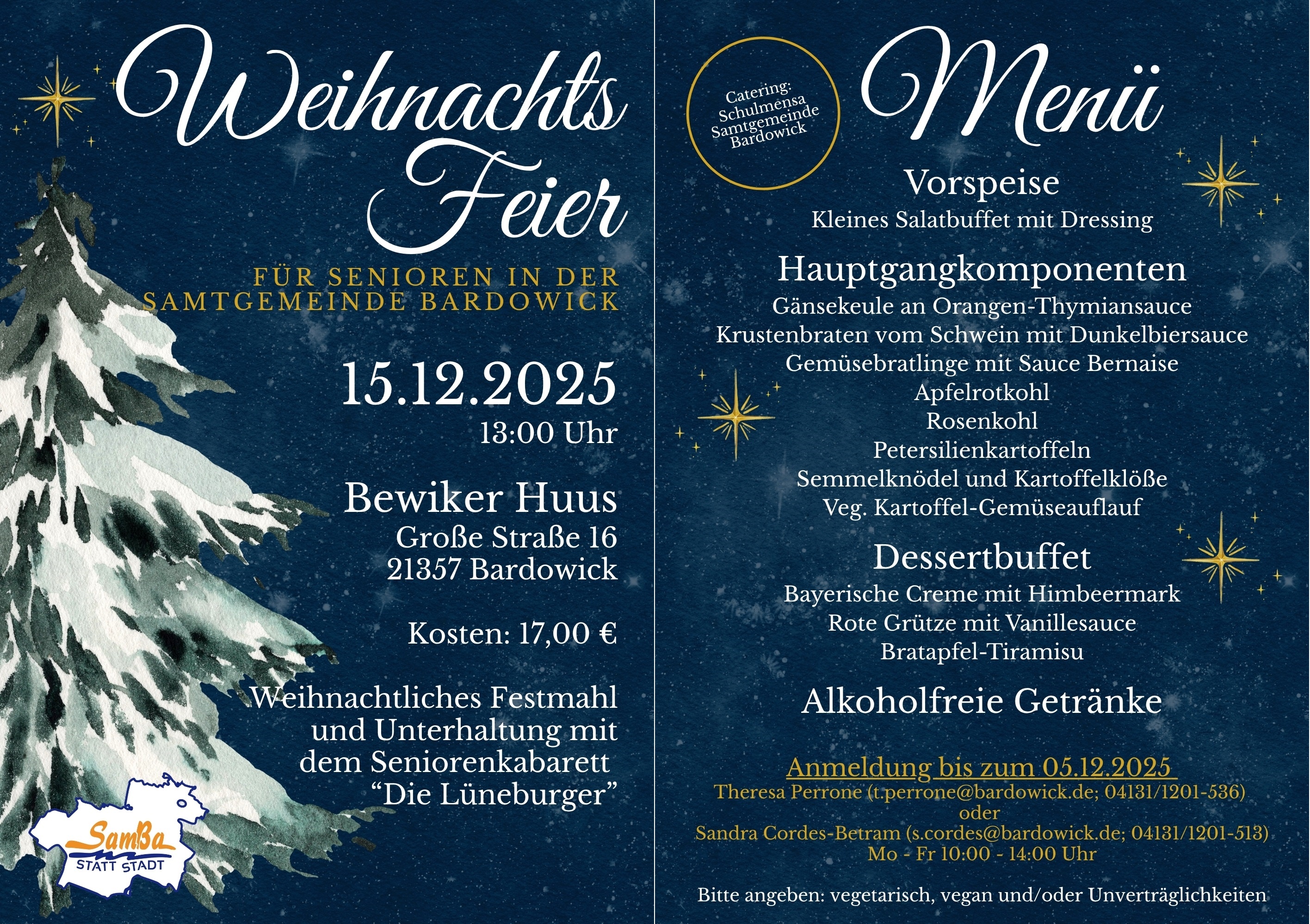 Weihnachtsfeier im Bewiker Huus am 15.12.2025
