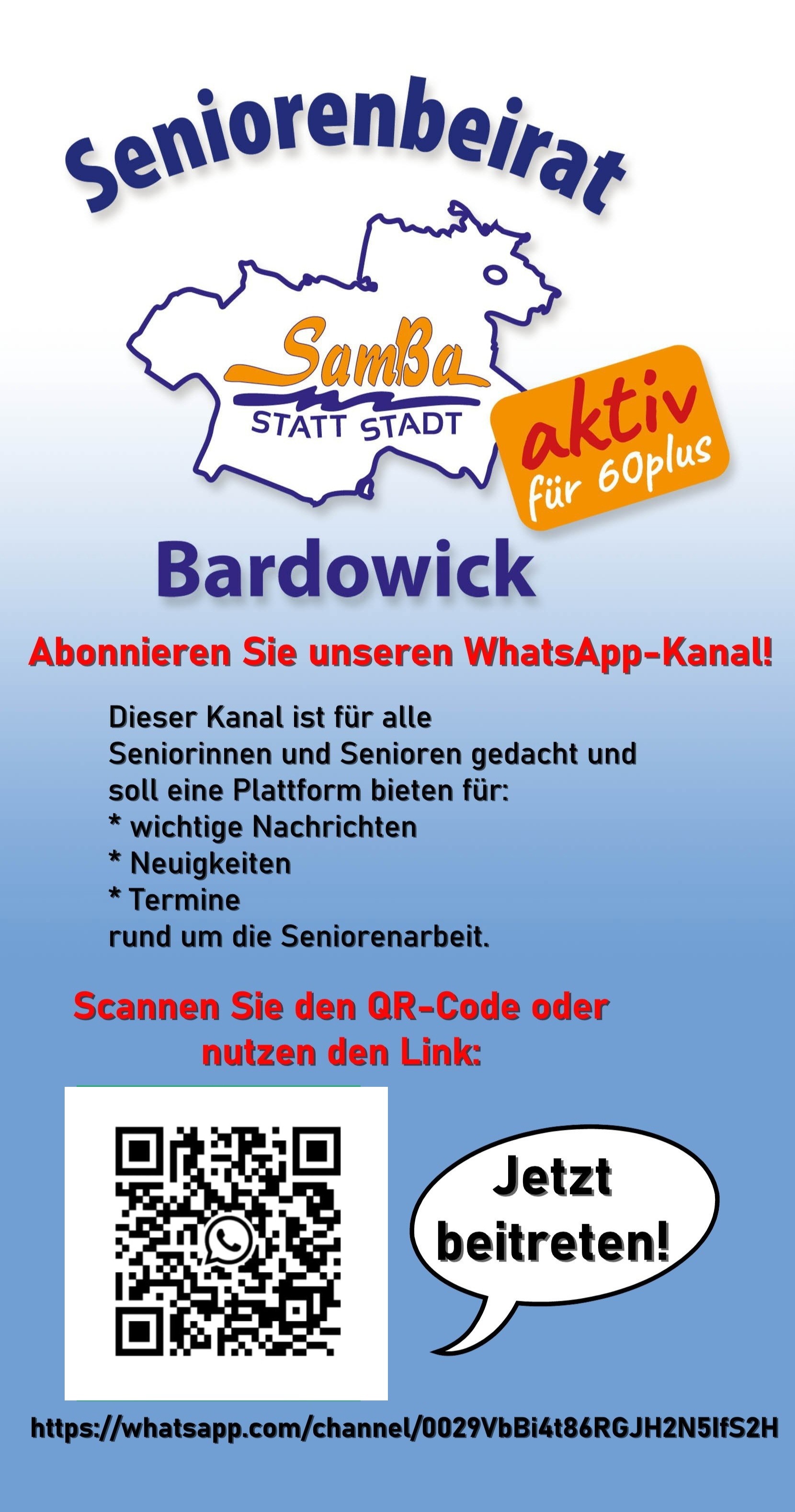 Abonnieren Sie den WhatsApp-Kanal des Seniorenbeirates