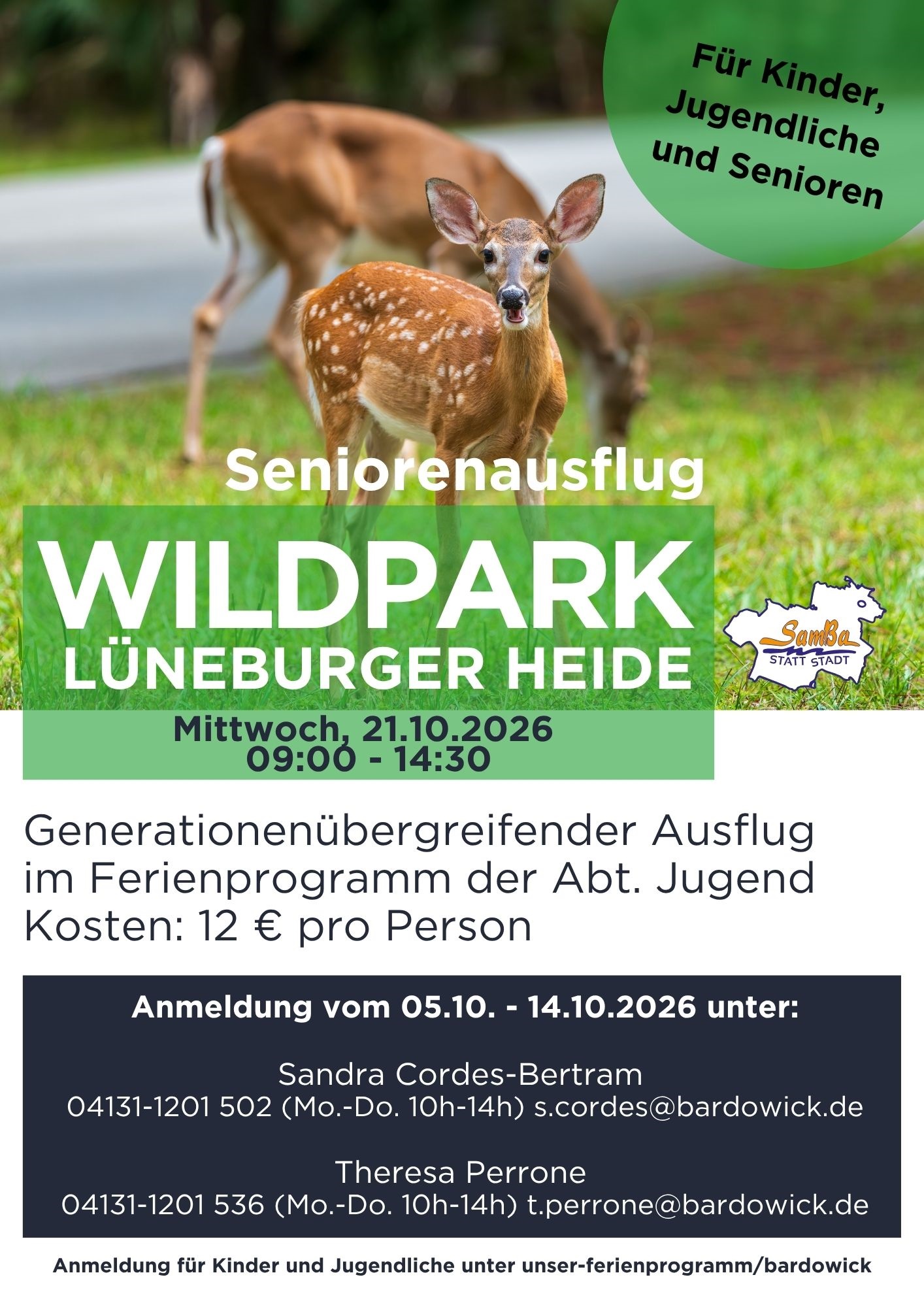 Für Kinder, Jugendliche und Senioren: generationsübergreifender Ausflug in den Wildpark Lüneburger Heide am 21.10.2026