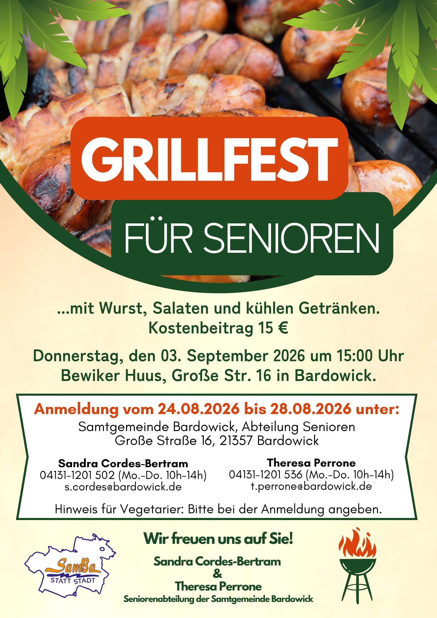 Grillfest für Senioren am Bewiker Huus