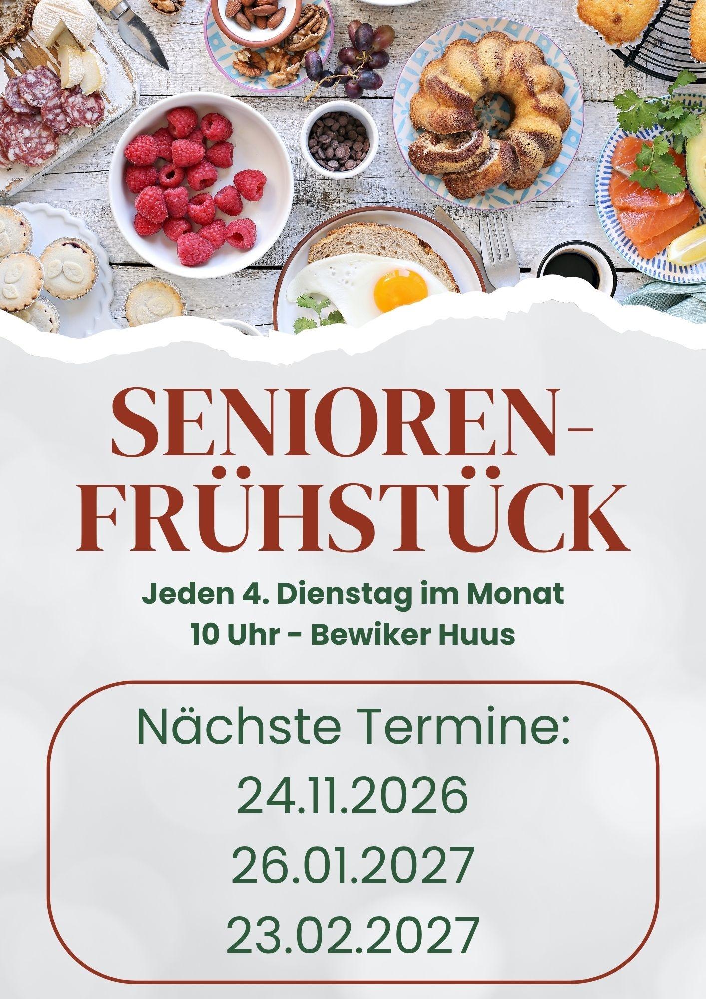 jeden 4. Dienstag im Monat - Seniorenfrühstück im Bewiker Huus
