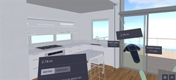 Abstandsmessung  im virtuellen Gebäude (Abbildung: GTVR)